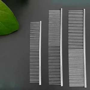 Stainless Steel Pet Grooming Comb For Dogs And Cats Professional De-shedding Tool For Removing Knots Rounded Teeth Hair Brush Silver