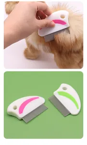 Efficient stainless steel fine-tooth flea comb for cat and dog hair grooming and cleaning