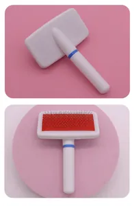 Professional white pet slicker brush for cat and dog grooming and deshedding tool