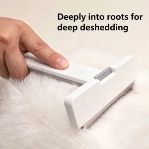 Pet De-shedding Tool Stainless Steel Curved Undercoat Comb For Cats Dogs One-Click Hair Release Grooming Brush ABS Manual Pet Supplies