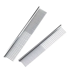 Professional stainless steel pet grooming combs for cats and dogs hair detangling.