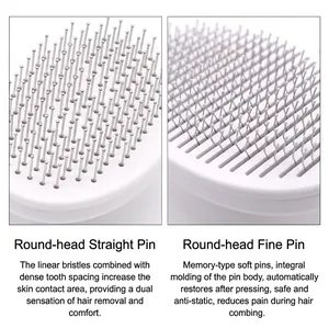 Professional pet grooming brush with rounded stainless steel massage needles for cats