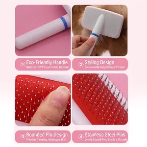 Premium white pet slicker brush for efficient deshedding and grooming of dogs and cats