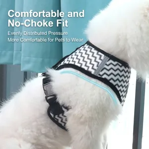 Breathable and comfortable no-pull vest dog harness with a black and white chevron pattern