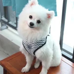 Breathable mesh pet vest harness with black and white chevron pattern for small dogs