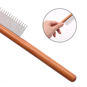 Wooden handle pet grooming comb for cats and dogs hair removal