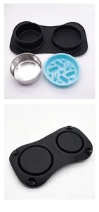 Detailed view of anti-slip pet feeding set with silicone suction base and slow feeder bowl