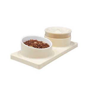 Ciotola per gatti 2-in-1 con fontana d'acqua automatica e protezione del collo.