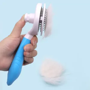 Professional self-cleaning pet slicker brush for dogs and cats removes loose undercoat hair