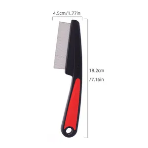 Professional stainless steel fine-tooth pet flea comb for effective grooming of cats and dogs