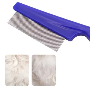 Professional pet flea comb with fine metal teeth for grooming and dander removal
