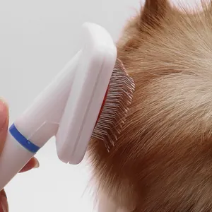 Professional white pet slicker brush for effective loose hair removal and grooming tool