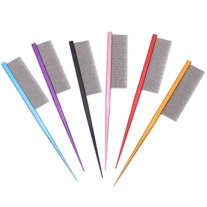 Peignes à queue pour animaux en acier inoxydable aux couleurs vives pour toilettage