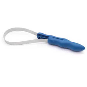 Lama per toelettatura professionale in acciaio inox con impugnatura ergonomica blu