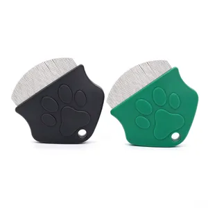 Professional pet flea and deshedding combs with paw print design for cats and dogs