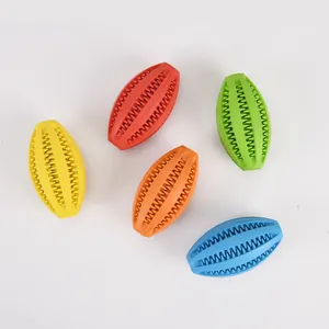 Lot de 5 jouets de rugby en caoutchouc durable pour chiens, pour nettoyer les dents