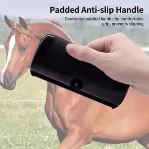 Couteau de chaleur ergonomique gommée et brosse de pansage pour chevaux et animaux