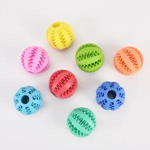 Jeu de balles en caoutchouc colorées et durables pour chiens, nettoyage des dents.
