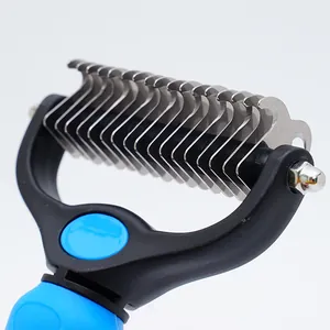Professional double-sided pet deshedding rake brush for cats and dogs