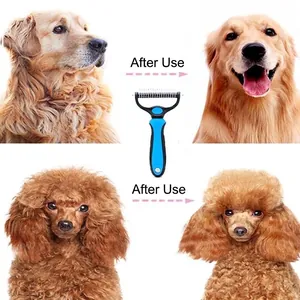Professional double-sided pet grooming rake for de-matting long haired dogs and cats