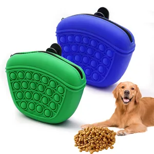 Sac à friandises en silicone portable pour chien avec design pop-it et clip de ceinture