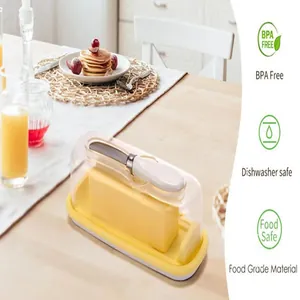 Vue détaillée de la boîte à beurre sans BPA avec son couvercle et son couteau