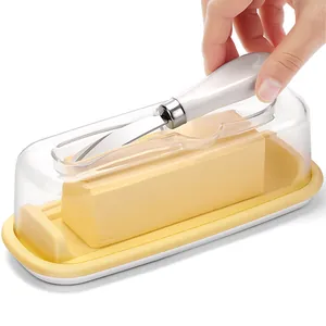 Boîte de Conservation pour Beurre Avec Couvercle Transparent et Couteau en Acier Inoxydable Base en Silicone Sans BPA