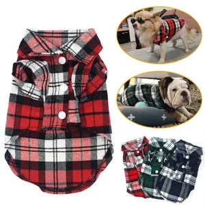 Summer Breathable Plaid Pet Shirt Polyester Casual Dog Clothes For Small Dogs Cats Puppy Teddy Corgi Classic Pet Apparel