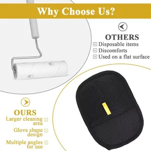 Comparison showing the advantages of the pet hair remover glove over traditional lint rollers