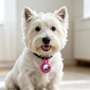 Bright LED glowing silicone safety tag for pets for safe night walking on dog collar