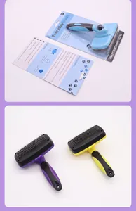 Vue détaillée de brosses de toilettage professionnelles autonettoyantes pour animaux