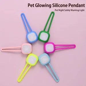 LED silicone glowing pet pendant for night safety and anti-lost warning