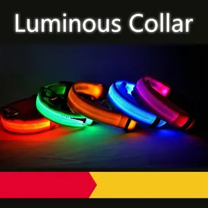 Colliers LED lumineux pour chiens sécurité nocturne et anti-perte en plusieurs couleurs