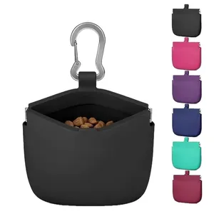 Pochette à friandises portable en silicone avec mousqueton pour chien, 6 coloris
