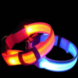 Collier lumineux à LED haute visibilité pour chien avec sangle en nylon