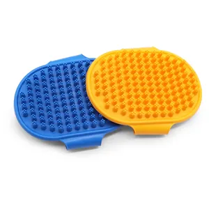 Cepillo de baño de silicona ajustable para perros y gatos con cerdas de masaje