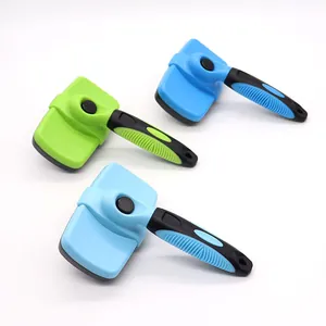 Brosses de toilettage auto-nettoyantes pour chiens et chats, vert et bleu