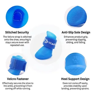Waterproof anti-slip silicone dog rain boots with velcro straps for large dogs