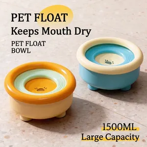 Floating Pet Water Bowl Large Capacity Splash Proof Drinking Bowl For Cats And Dogs Detachable Anti-Wet Mouth Slow Feeder