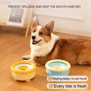 Floating non-wetting pet water bowl for cats and dogs, splash-proof slow feeder bowl set
