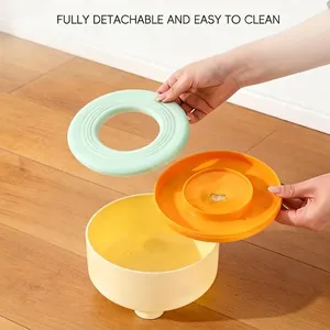 Detachable floating pet water bowl for cats and dogs, easy to clean slow feeder.