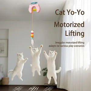 Juguete Yo-Yo Eléctrico de Elevación Automática para Gato Pelota Saltarina Interactiva Inteligente Ejercicio de Juego para Gatos en Interiores Pluma Peluche Carga USB