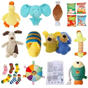 Divers jouets en peluche pour animaux avec couineur, canard et éléphant pour chiens