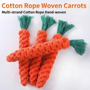 Jouets à mâcher en corde de coton tressé en forme de carotte pour chien