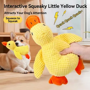 Jouet en peluche canard jaune pour chien avec texture de maïs et couineur