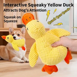 Gioco di peluche a forma di anatra gialla con squeak per cani e cuccioli, resistente