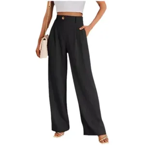 Elegante damespantalon met hoge taille en wijde pijpen voor zakelijke casual look