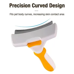 Ergonomische gebogene Unterfellbürste für Hunde und Katzen mit feinen Metallzinken