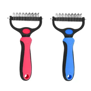Rastrello professionale bifacciale per la toelettatura di cani e gatti in acciaio inox