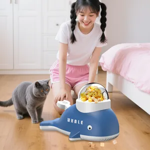 Distributeur automatique interactif de nourriture pour animaux en forme de baleine bleu